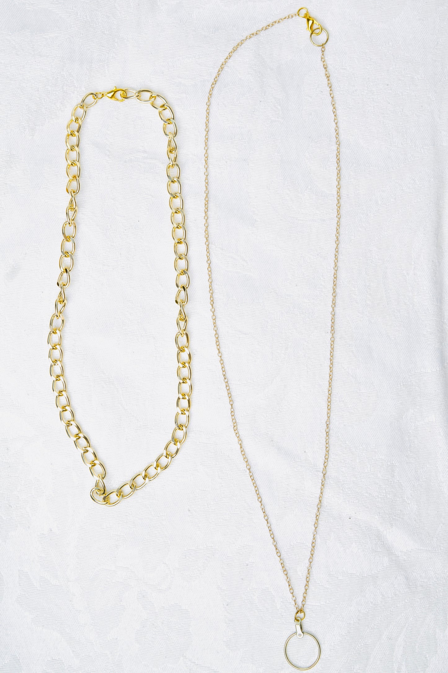Double Chain and Ring Necklace