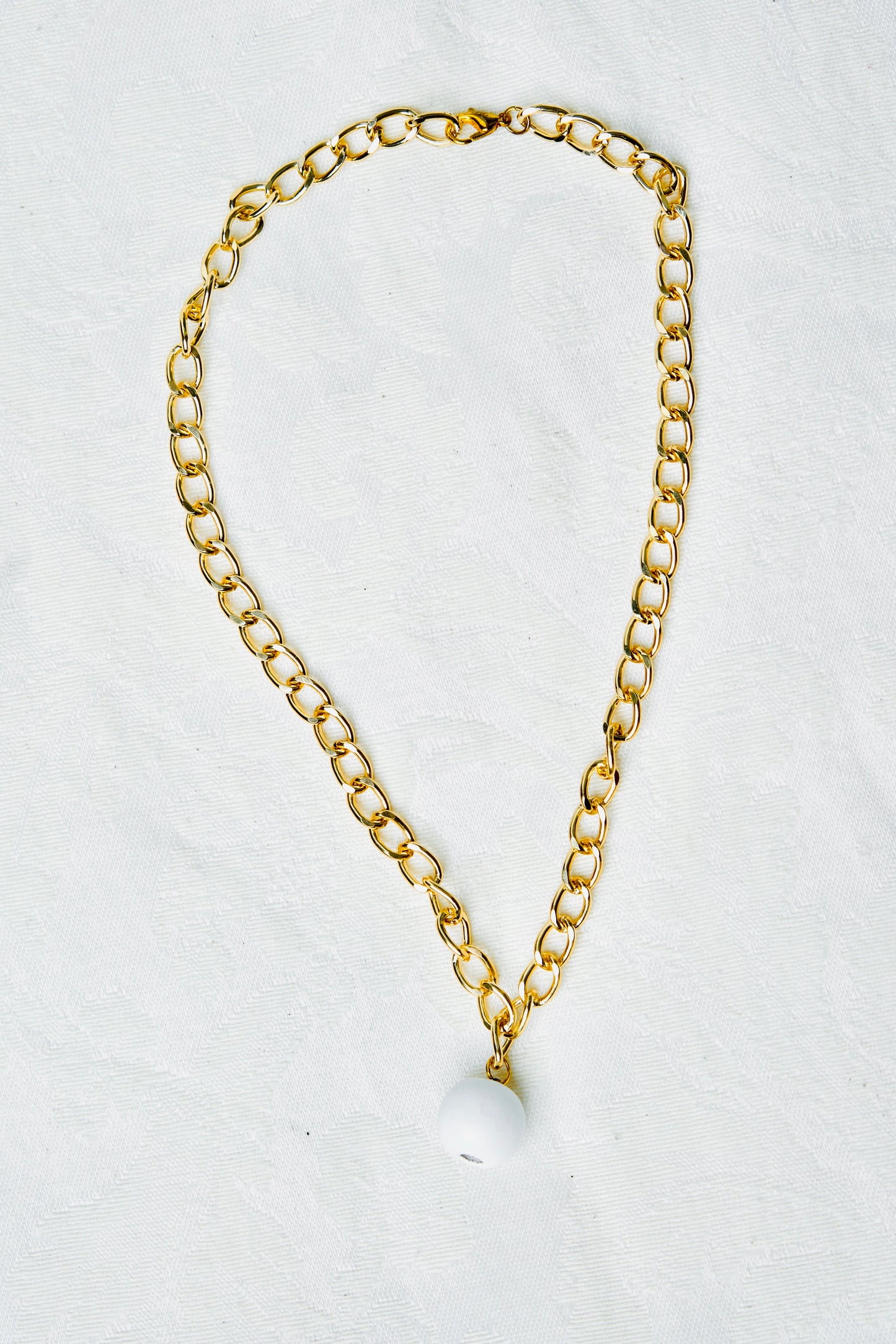 Wooden White Bead Necklace