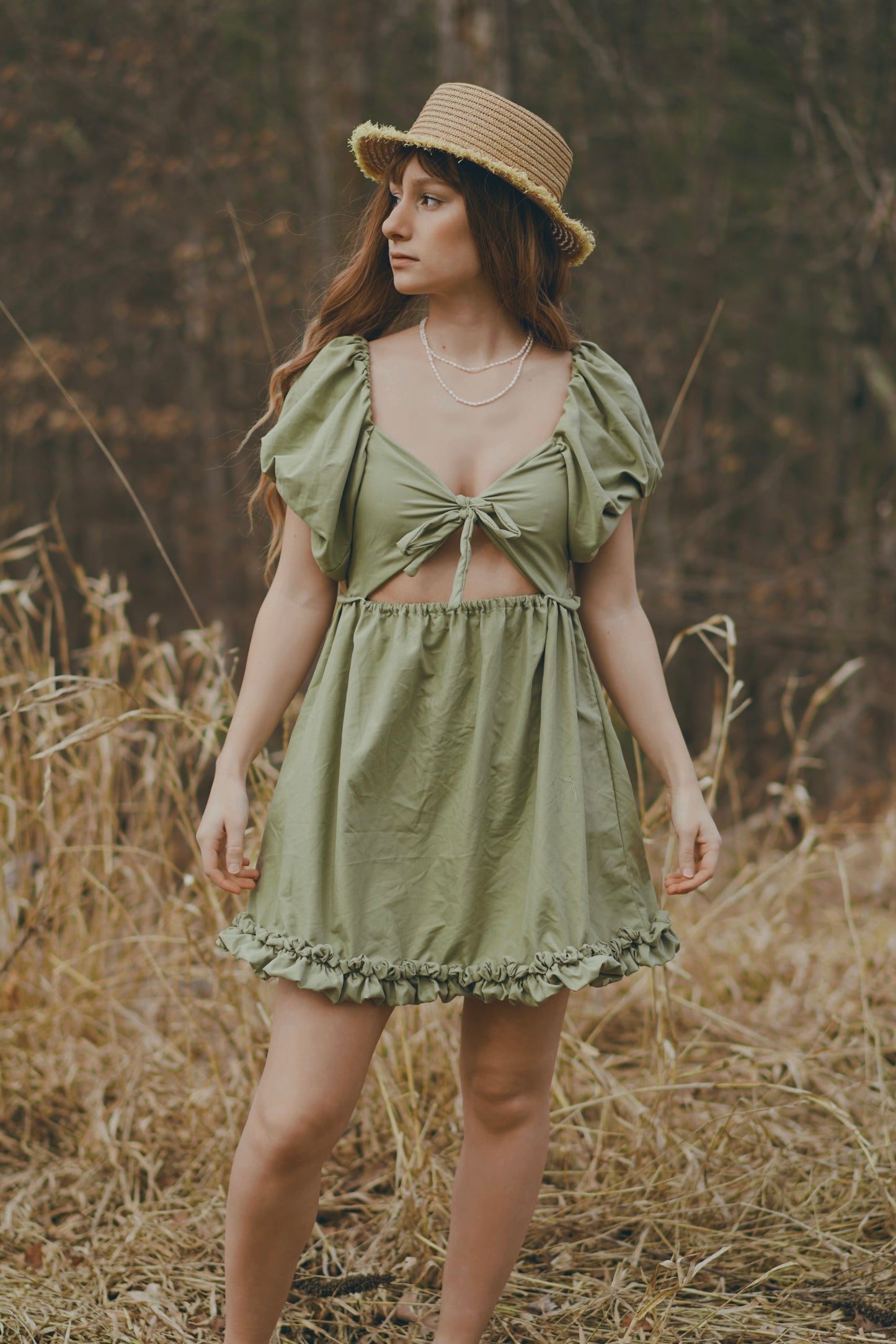 Short Ruffle, Open Tie Sun Dress (S-M)
