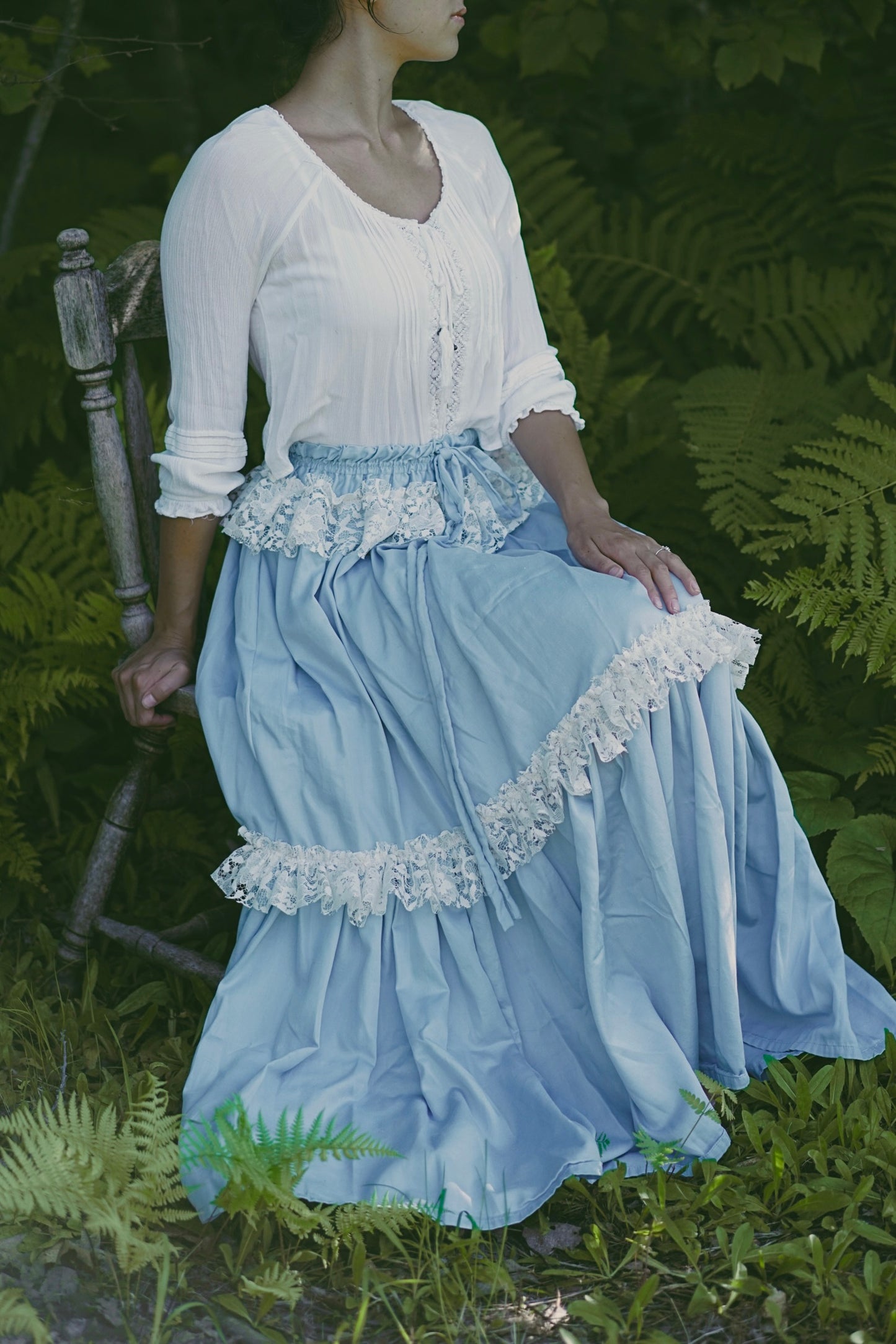Lace Baby Blue Maxi Skirt (S-L)