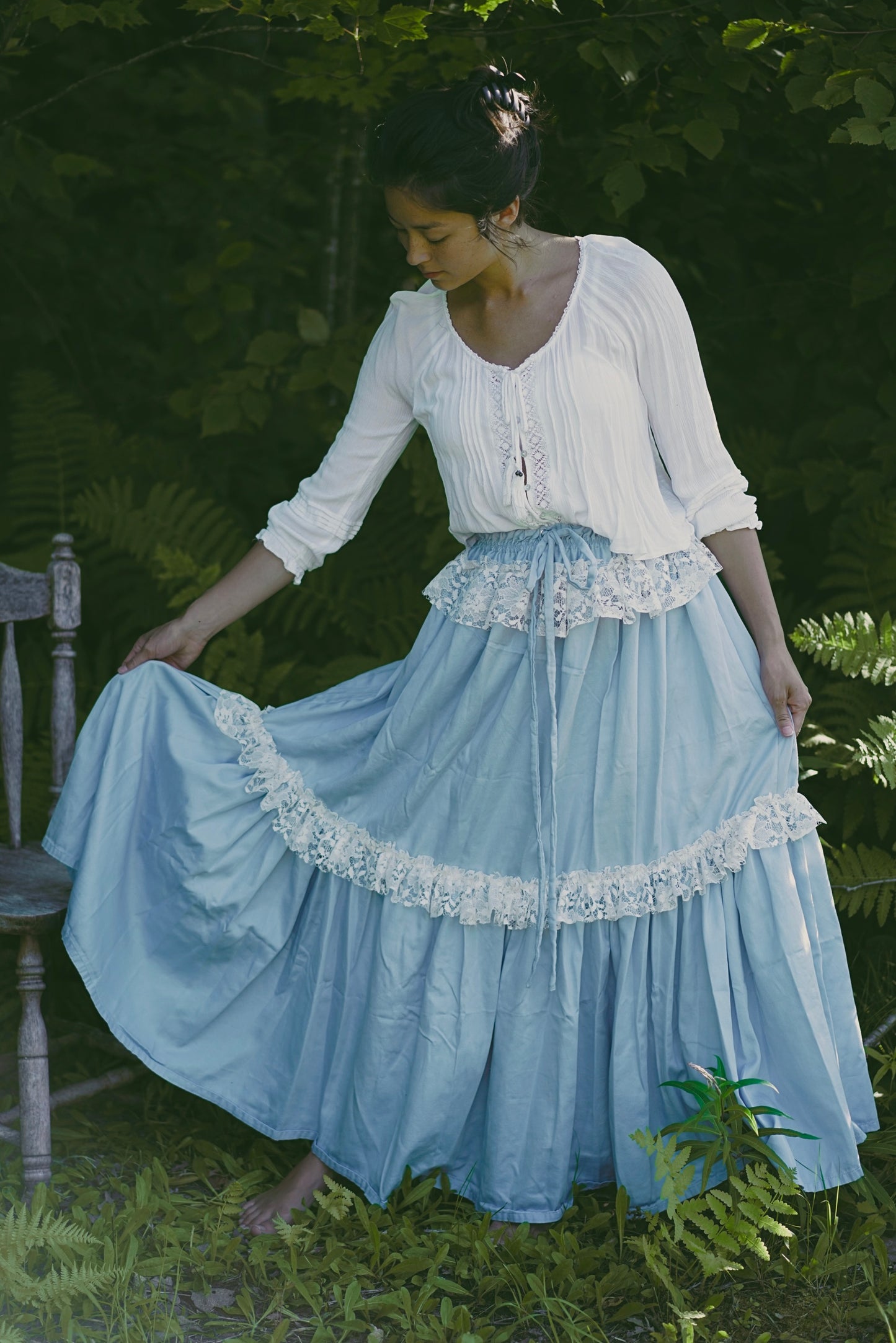 Lace Baby Blue Maxi Skirt (S-L)