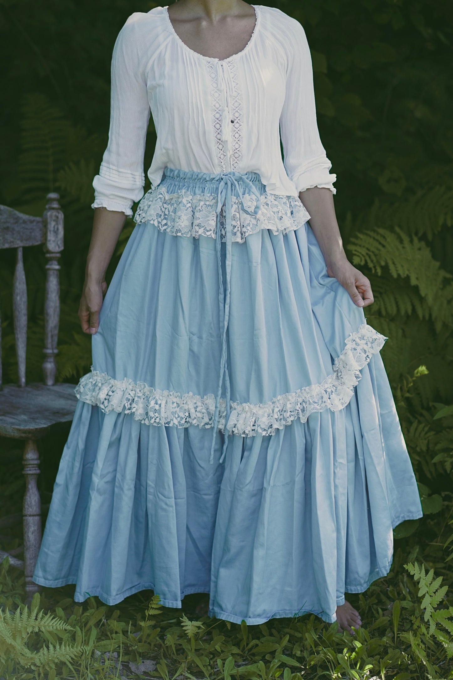 Lace Baby Blue Maxi Skirt (S-L)