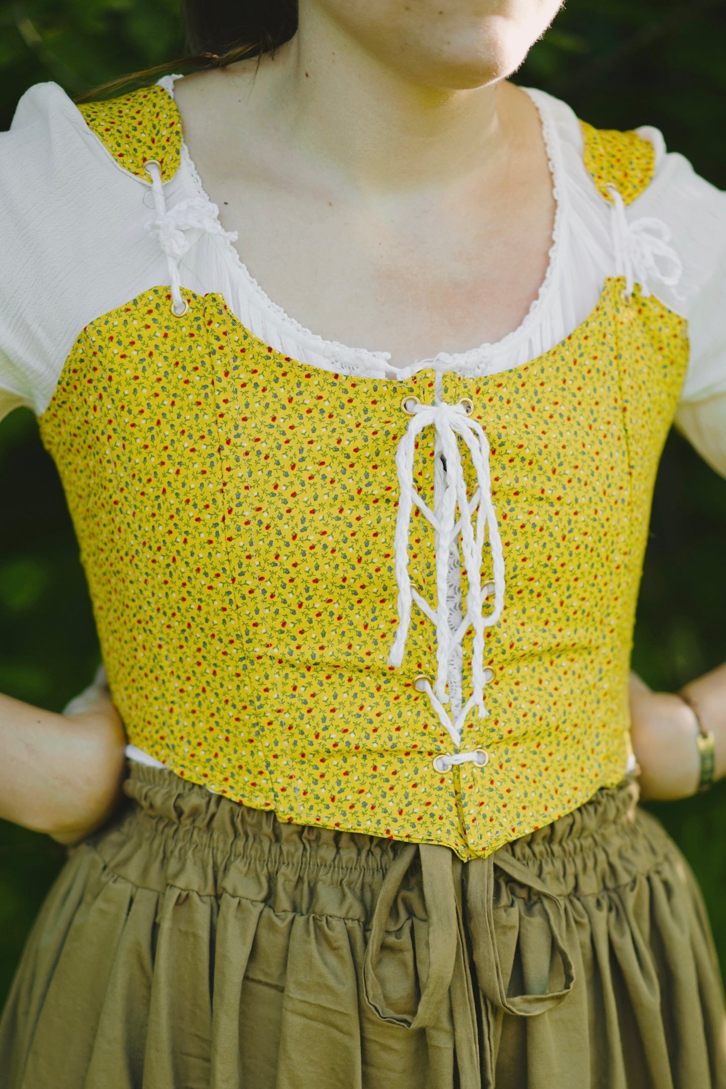 Yellow Floral Bodice (M-L)