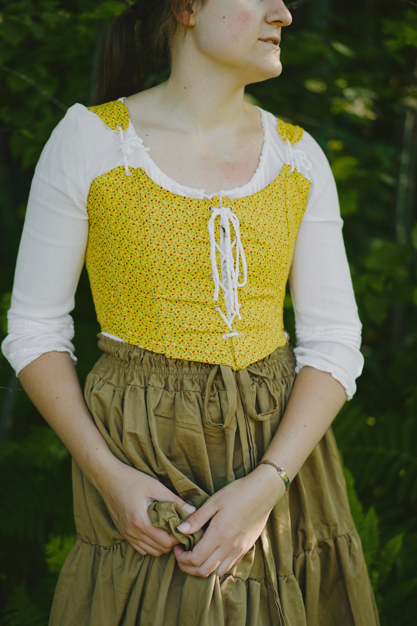 Yellow Floral Bodice (M-L)