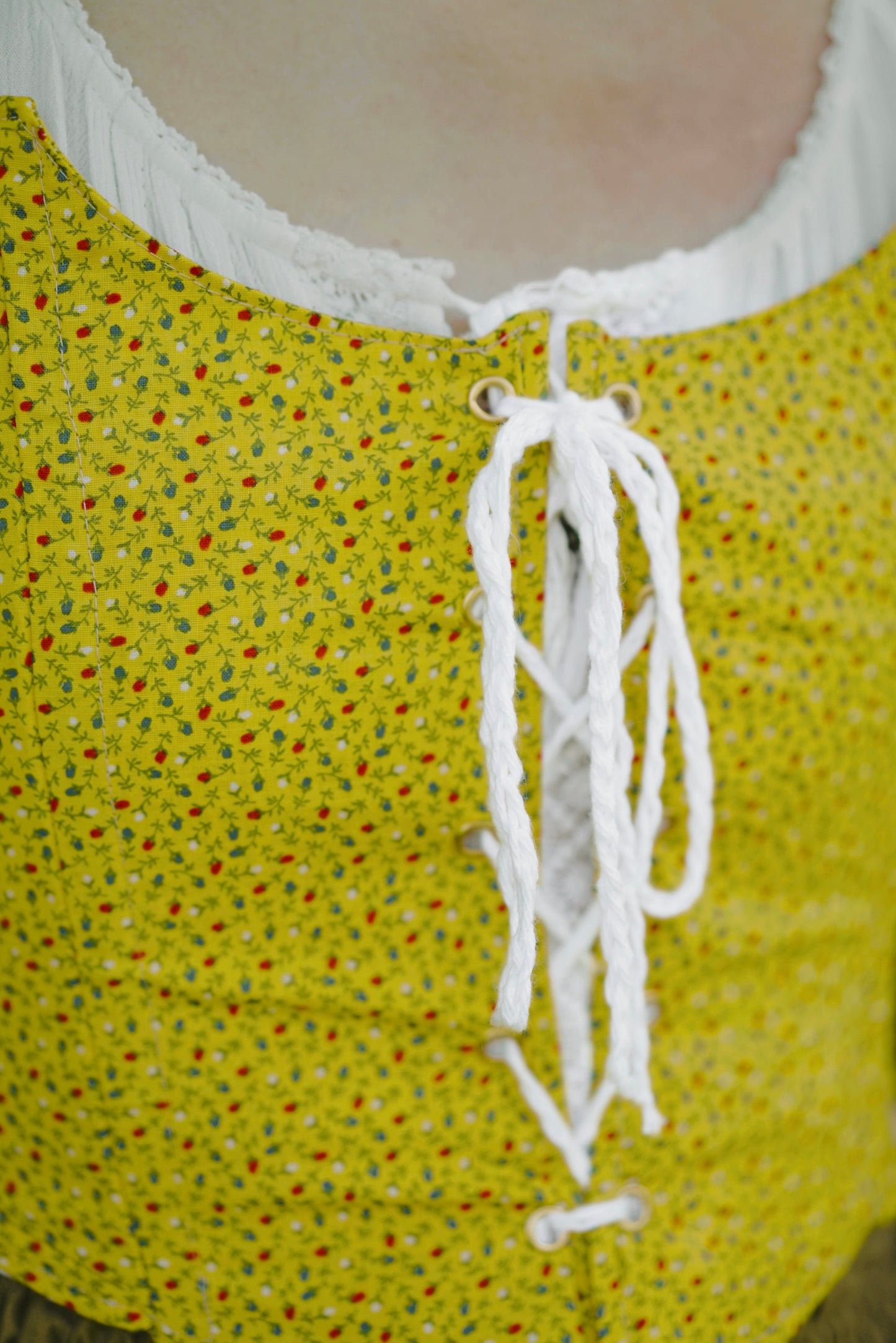 Yellow Floral Bodice (M-L)