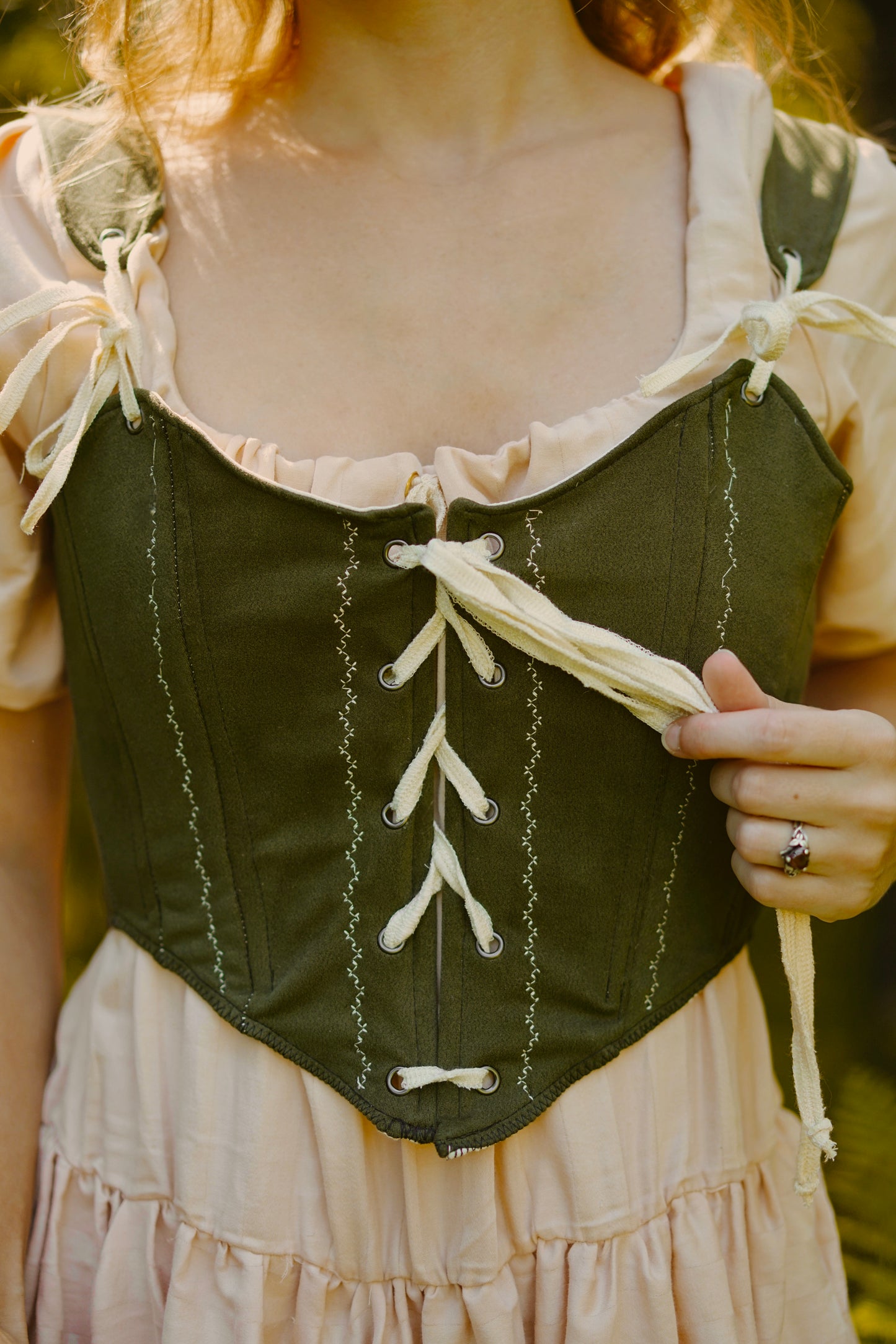 Green Decor Stitch Bodice (S-M)
