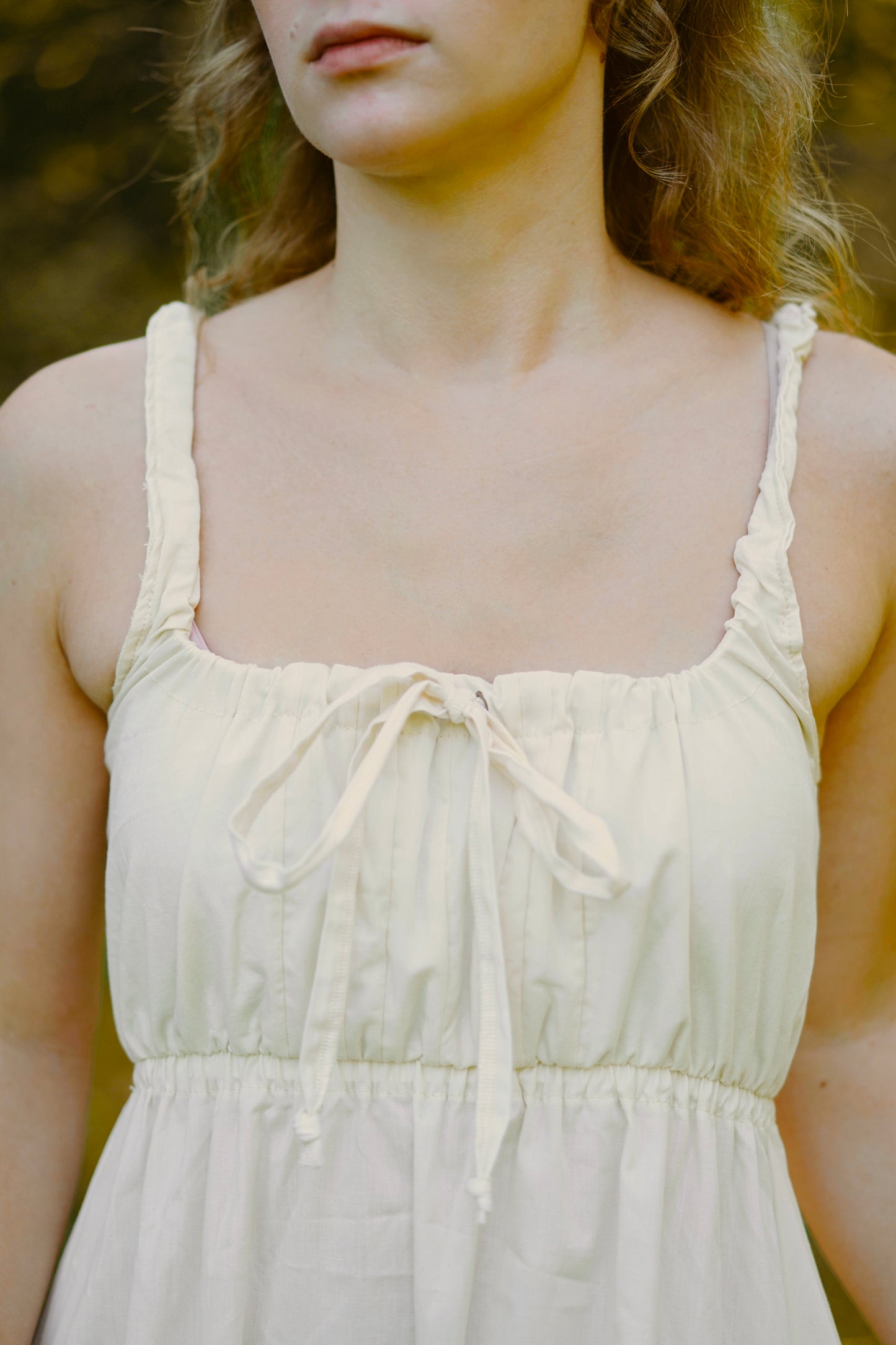 Double Ruffle Drawstring Strap Dress (S-M)