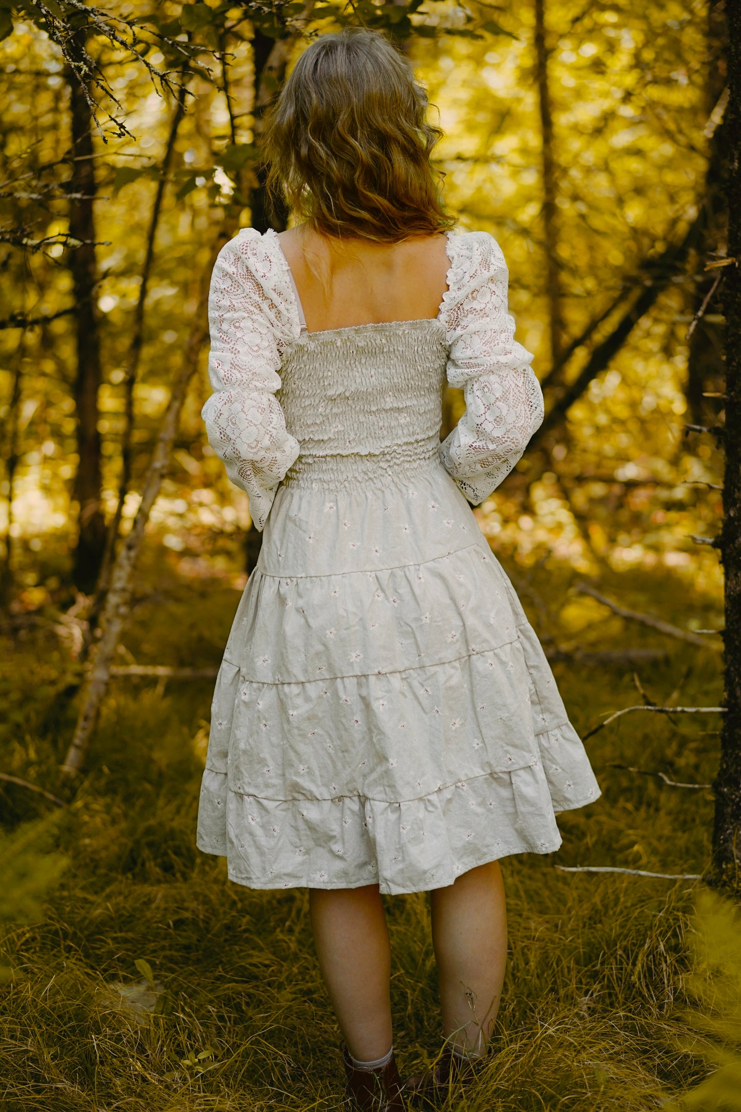 Lace Sleeve Floral Dress (S-M)