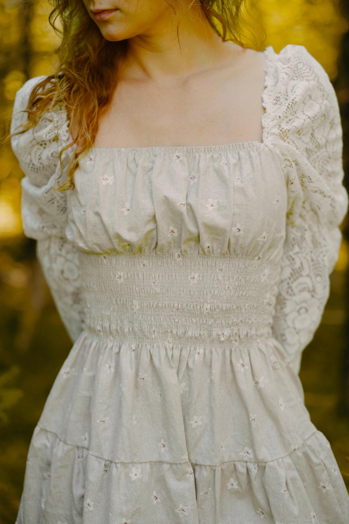Lace Sleeve Floral Dress (S-M)