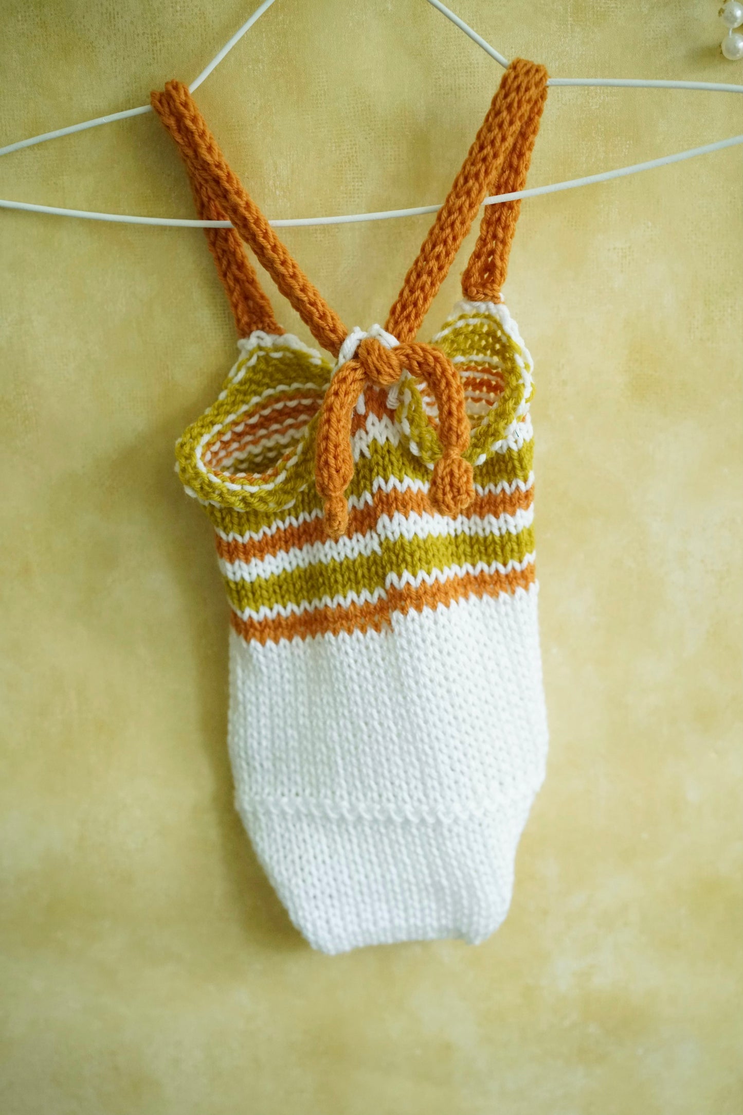 Pumpkin Striped Knit Baby Onesie