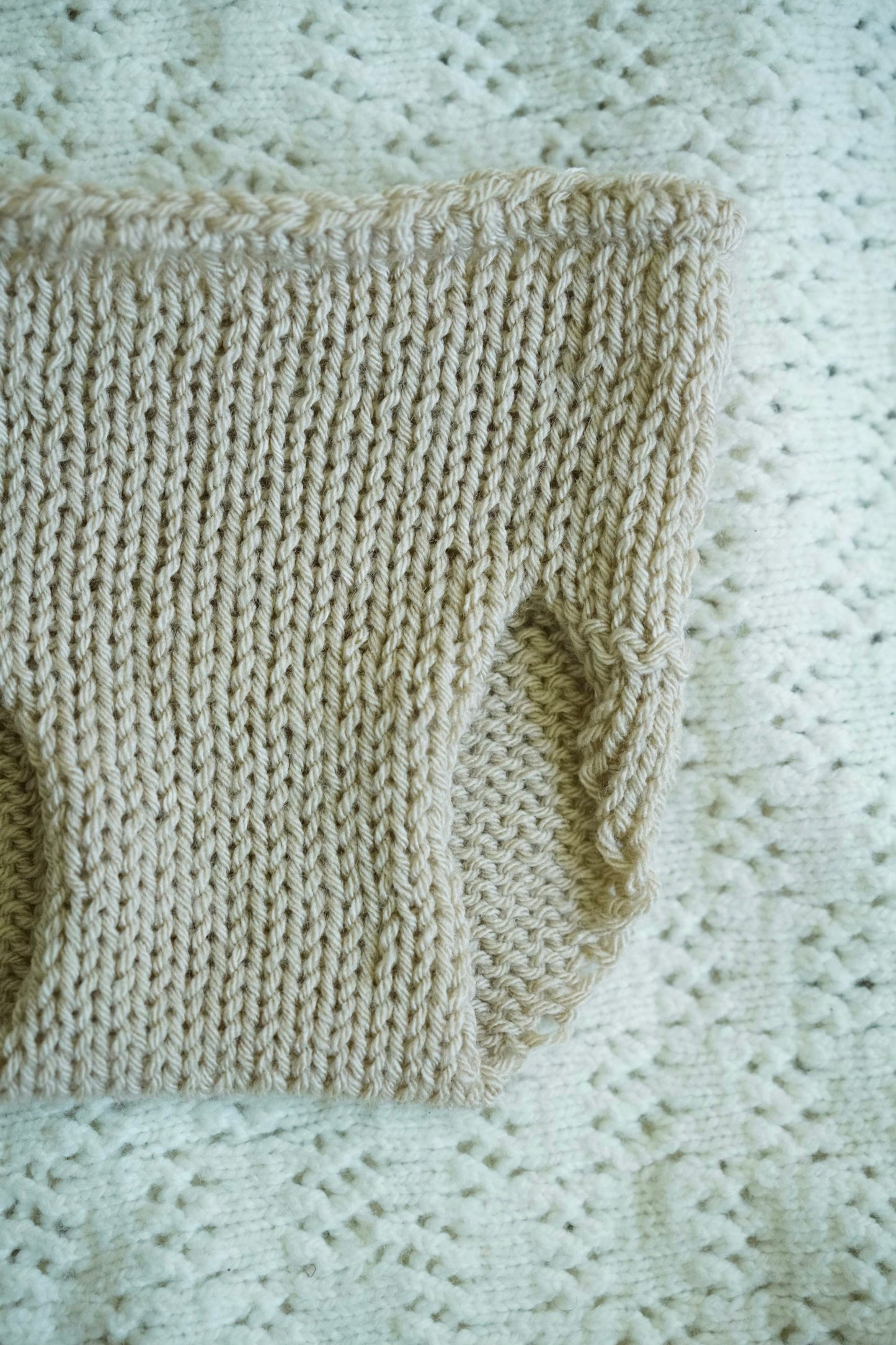 Cozy Beige Knit Baby Diaper Cover