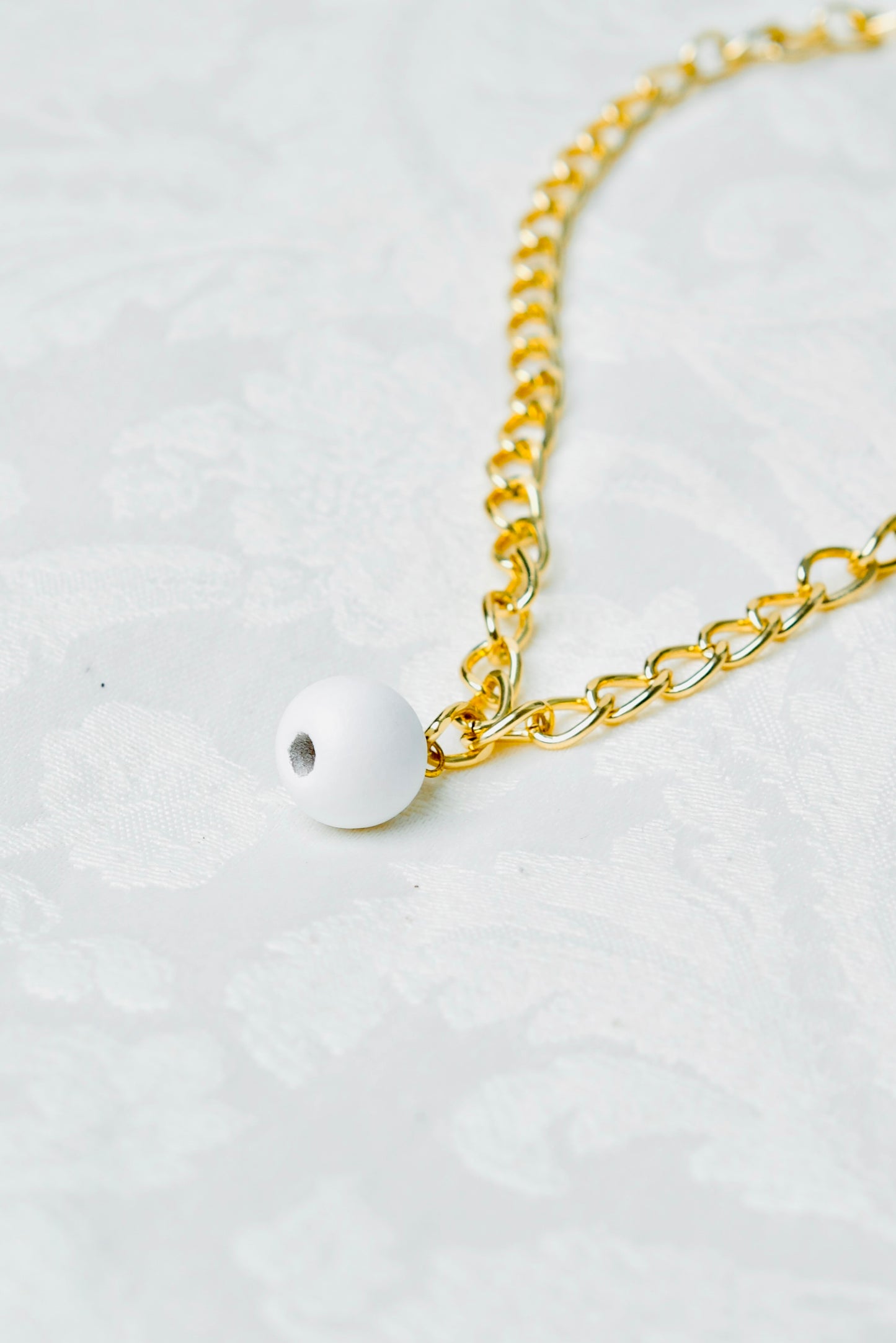 Wooden White Bead Necklace