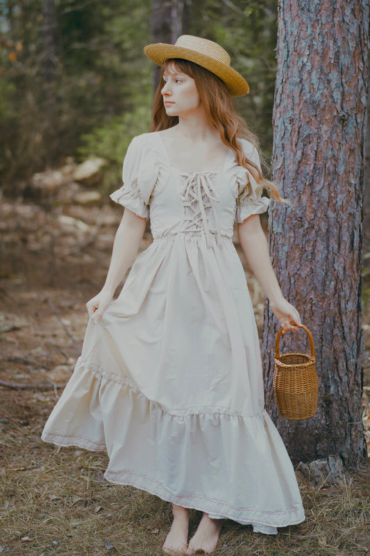 Lace-Up Cottage Dress (S-M)