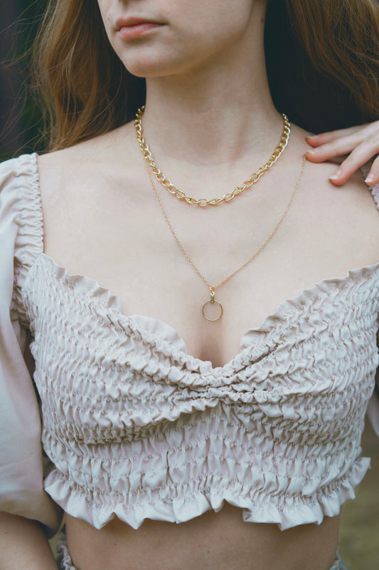 Double Chain and Ring Necklace