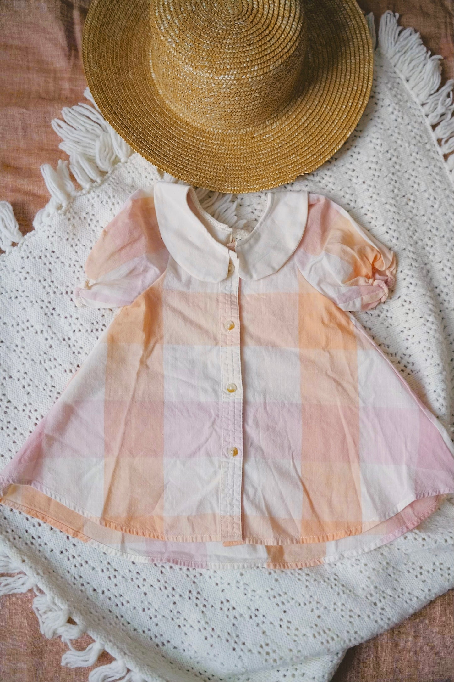 Plaid Button-Up Baby Dress