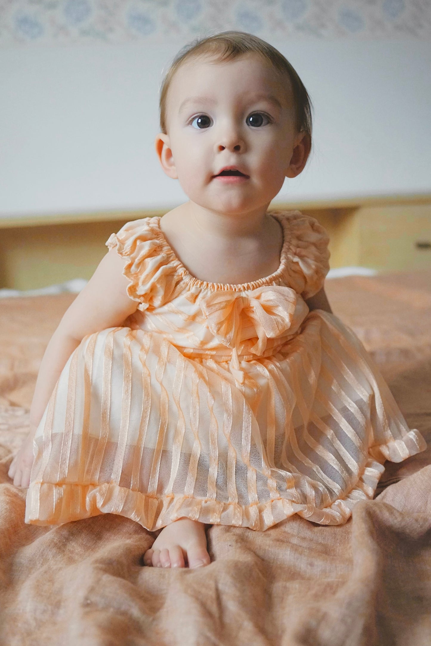 Peachy Bow Baby Dress
