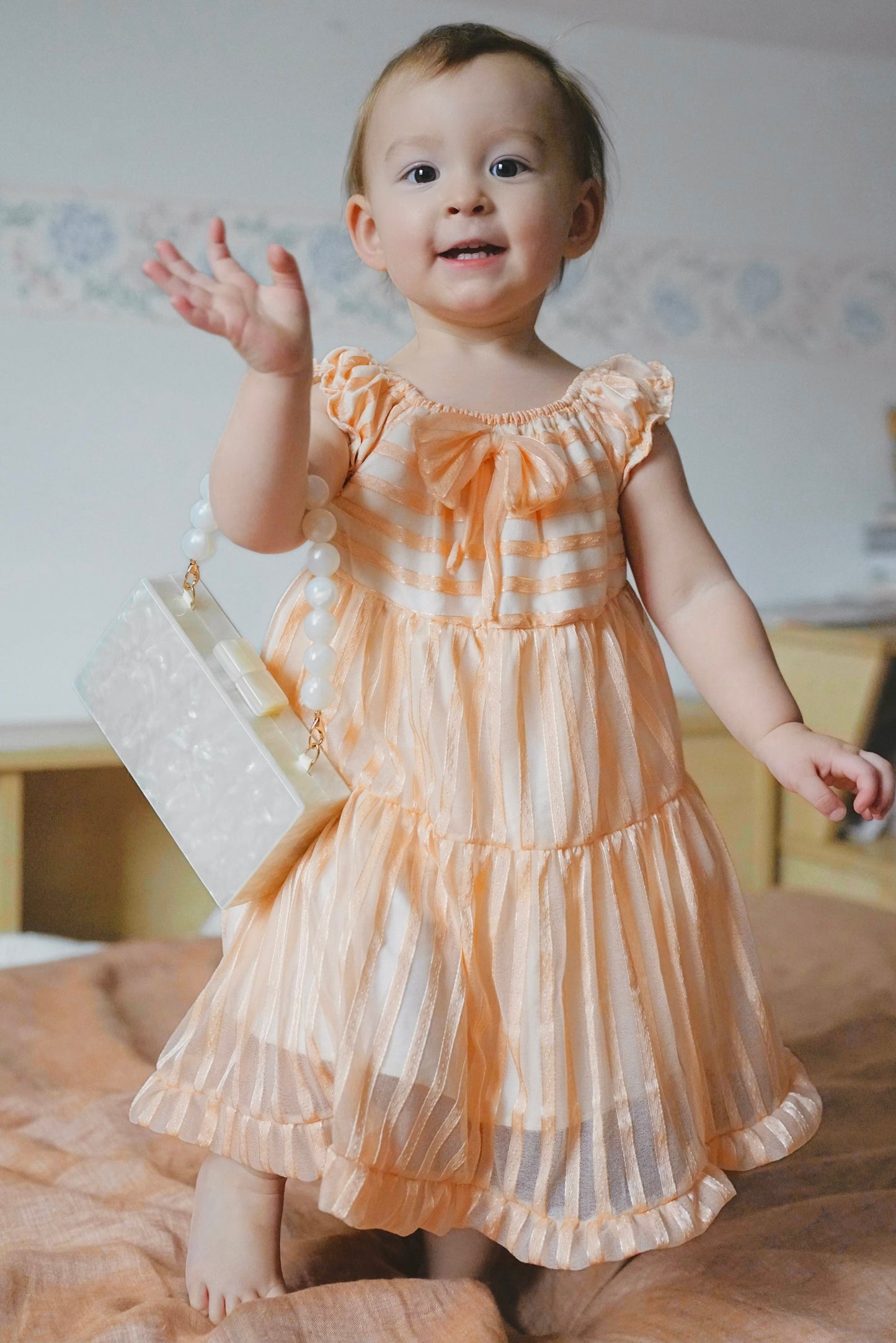 Peachy Bow Baby Dress