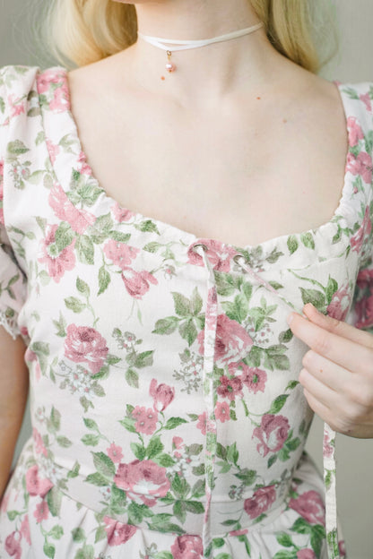 Leafy Floral Pink Dress (S-L)