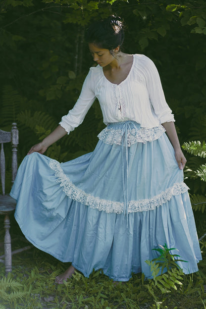 Lace Baby Blue Maxi Skirt (S-L)