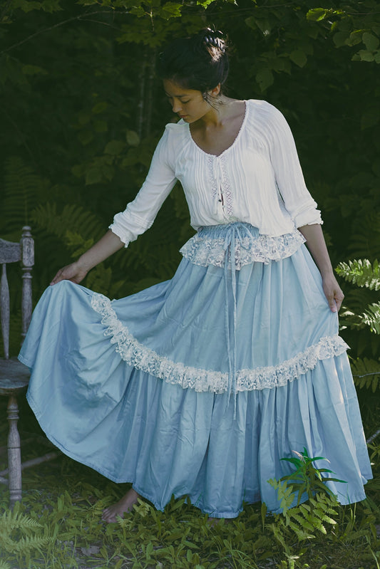 Lace Baby Blue Maxi Skirt (S-L)