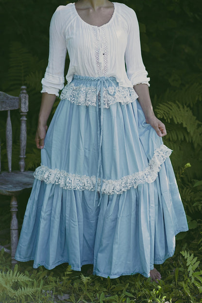Lace Baby Blue Maxi Skirt (S-L)