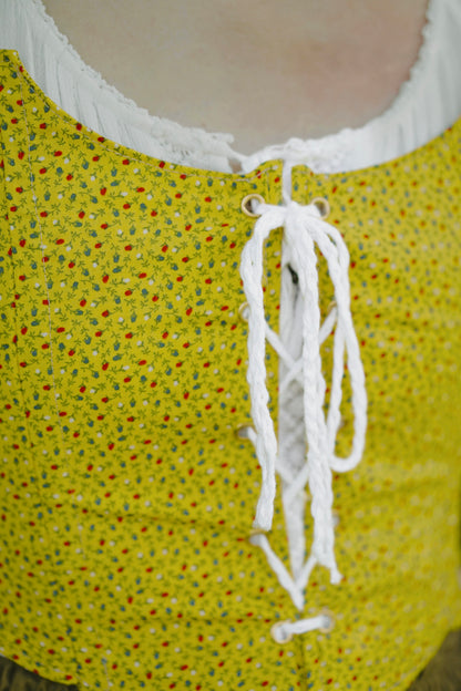 Yellow Floral Bodice (M-L)