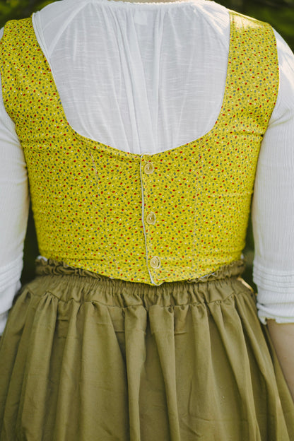 Yellow Floral Bodice (M-L)