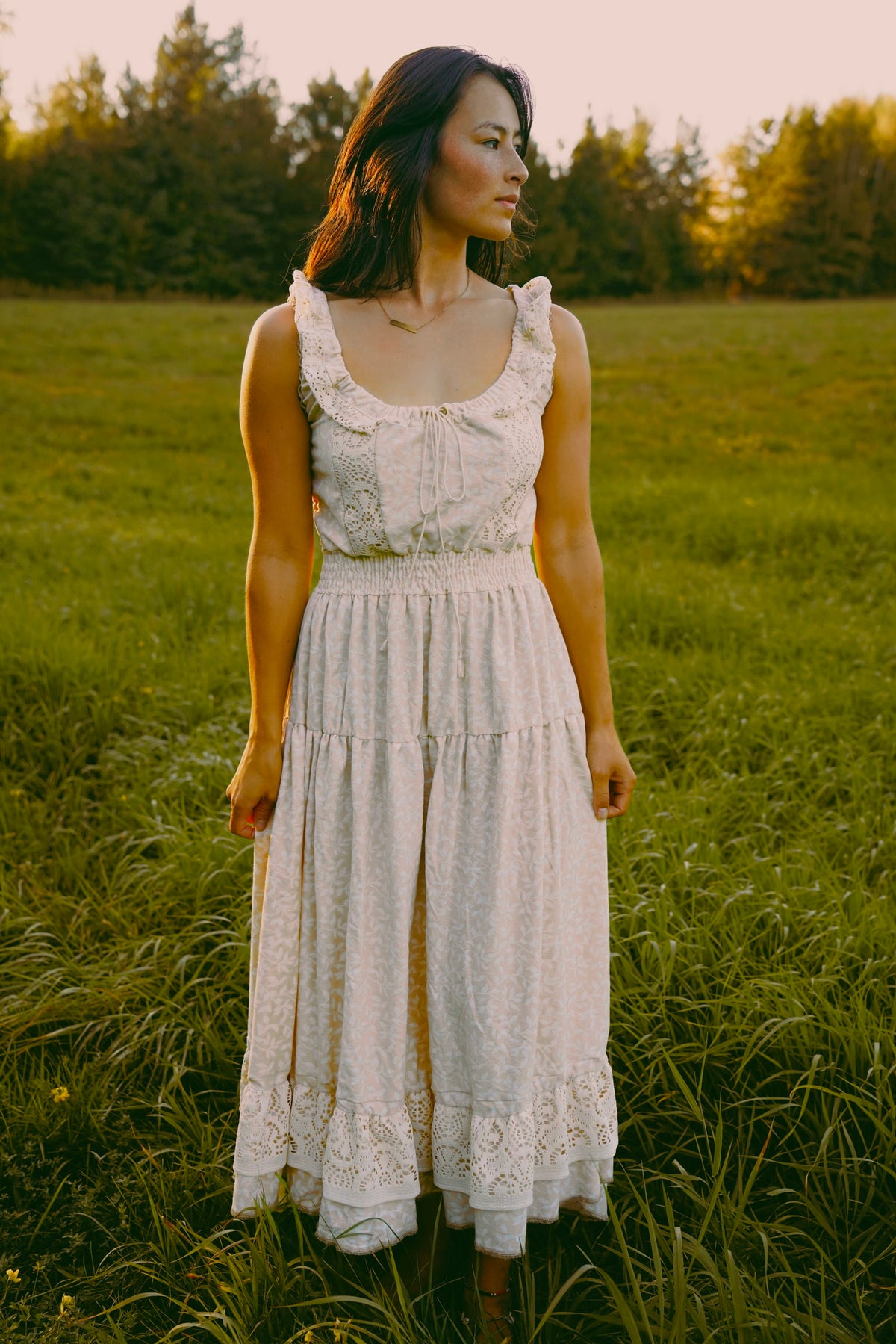 Creamy Peach Lace Dress (S-L)