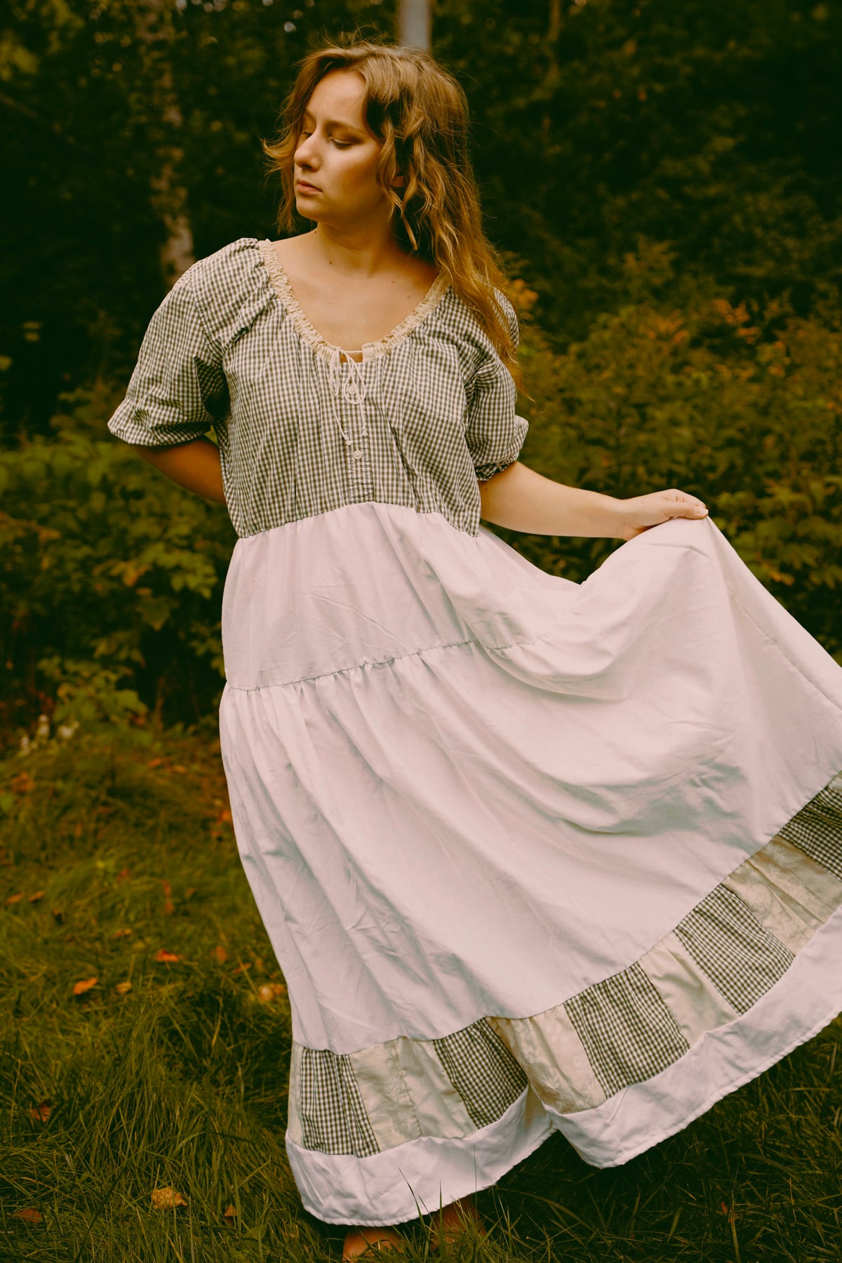 Loose Green Checker Dress (S-XL)