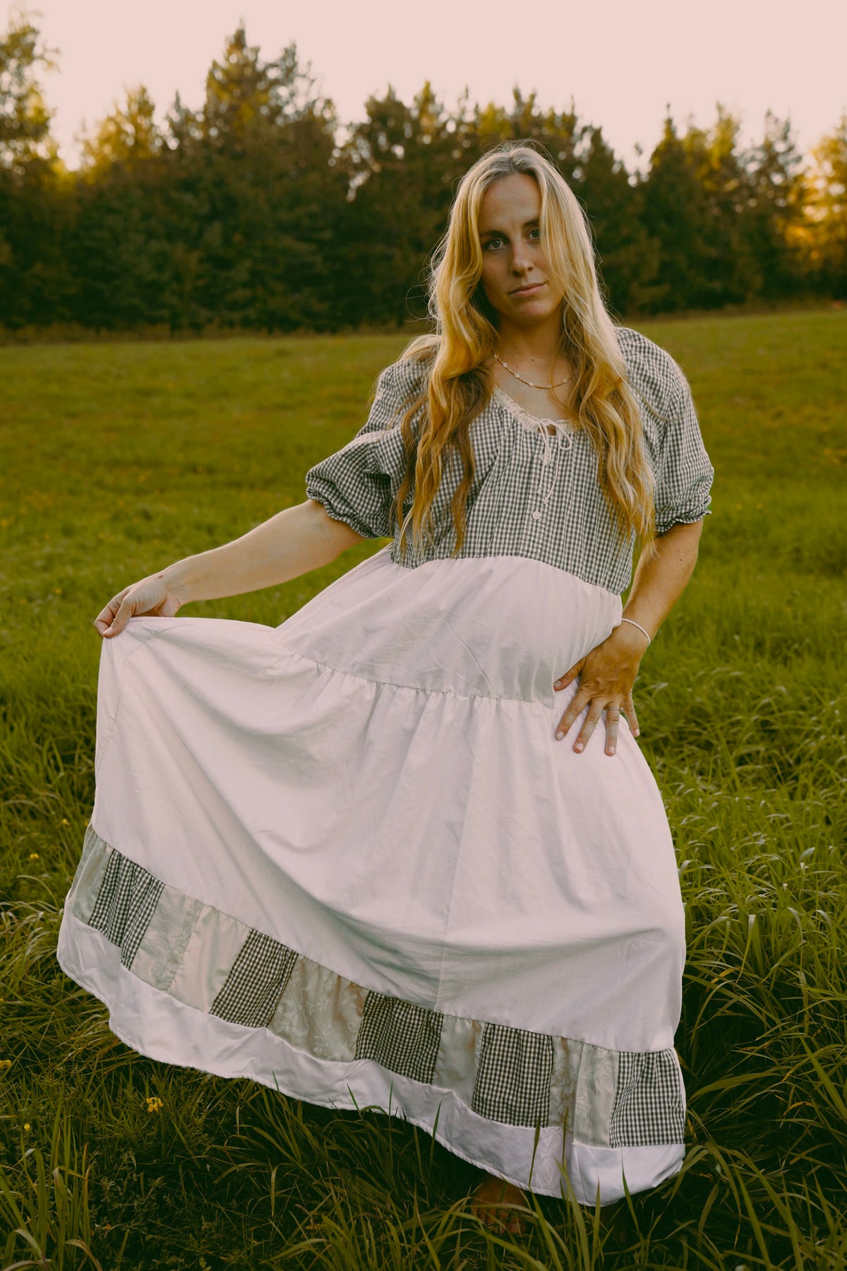 Loose Green Checker Dress (S-XL)