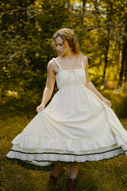 Double Ruffle Drawstring Strap Dress (S-M)
