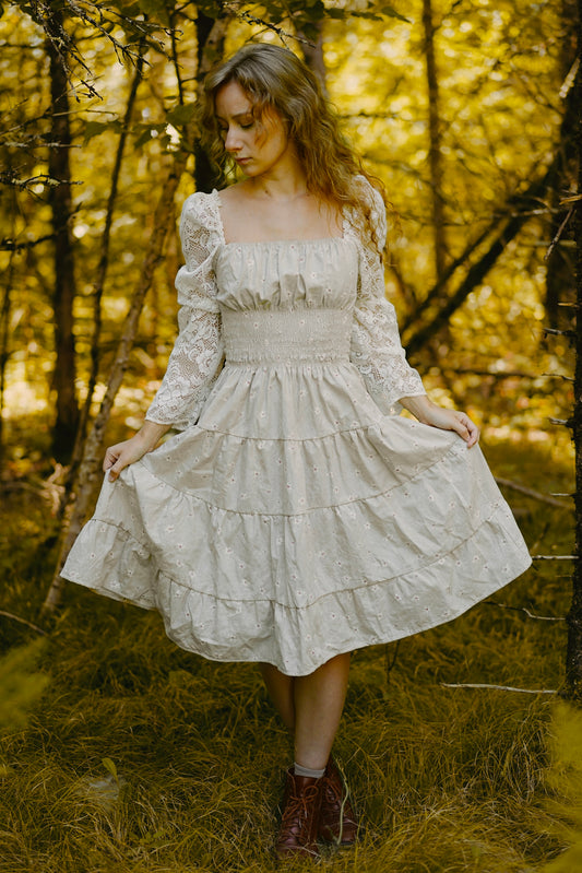 Lace Sleeve Floral Dress (S-M)