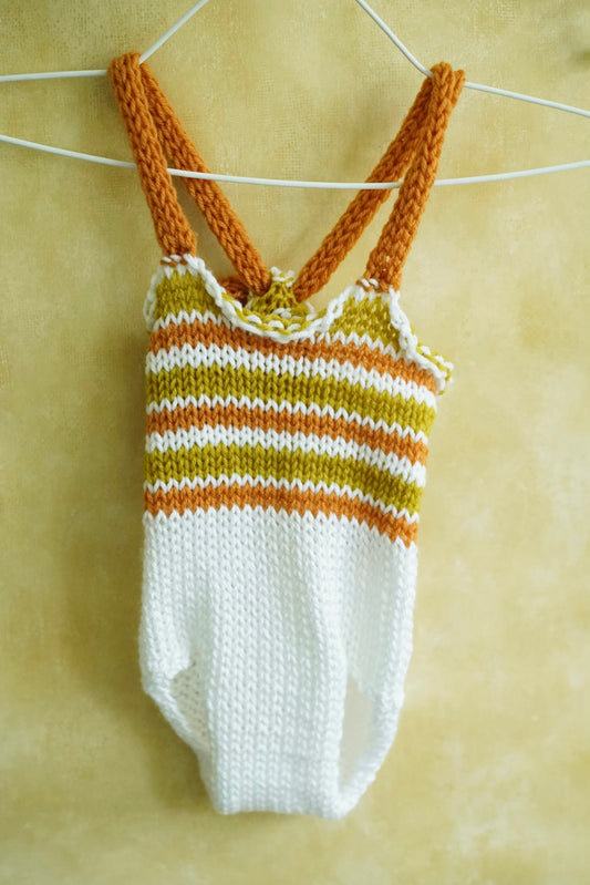 Pumpkin Striped Knit Baby Onesie
