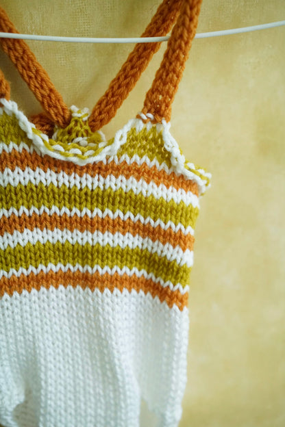 Pumpkin Striped Knit Baby Onesie
