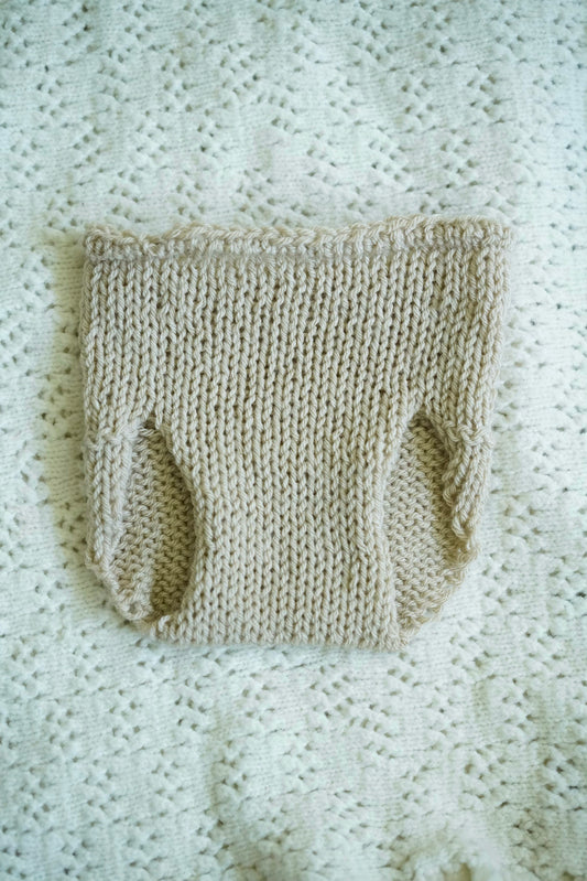 Cozy Beige Knit Baby Diaper Cover