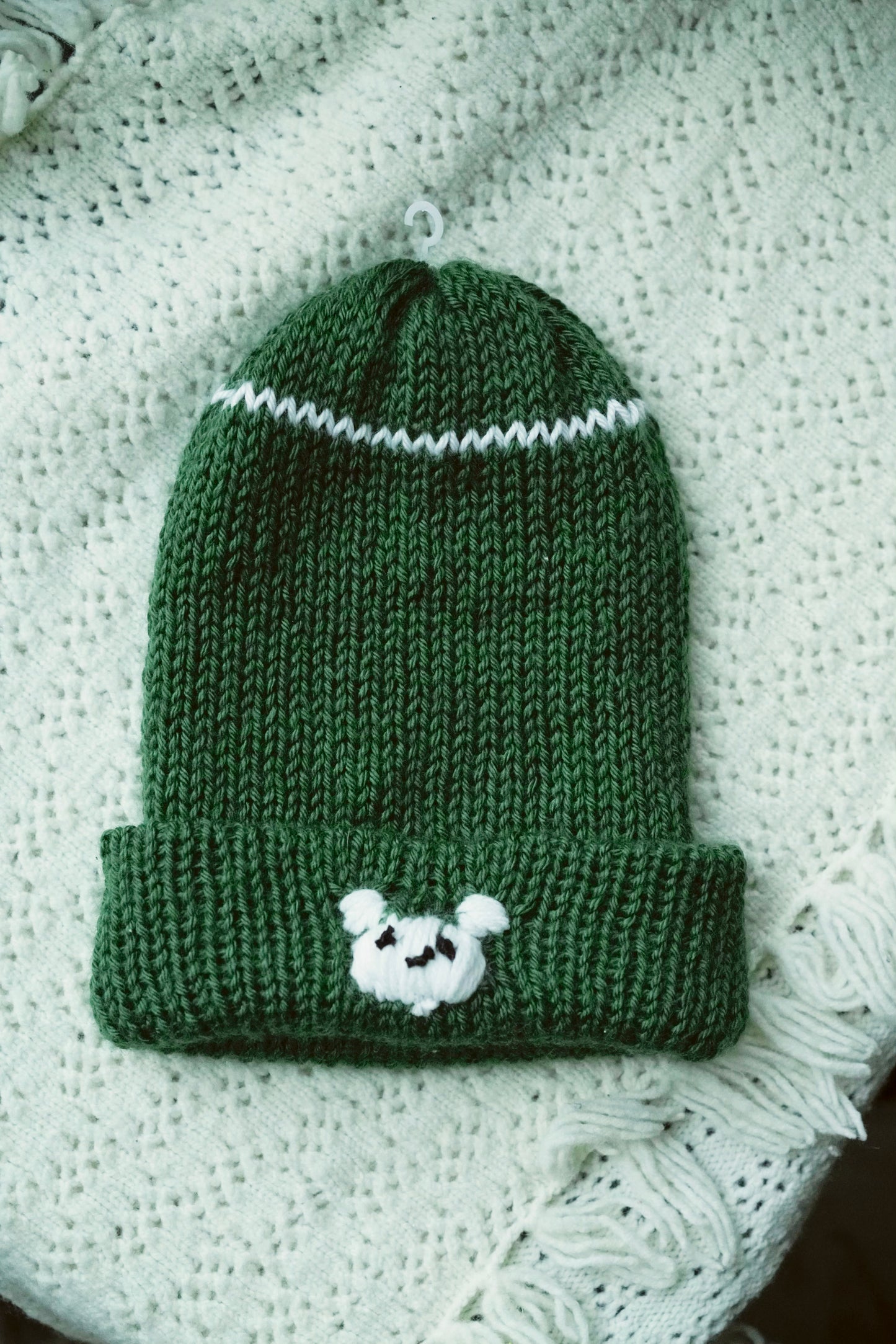 Snow Bear Green Beanie