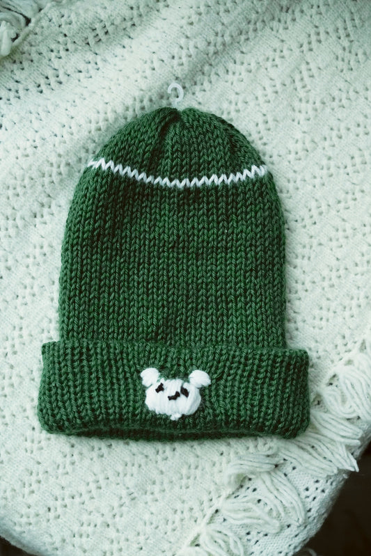 Snow Bear Green Beanie