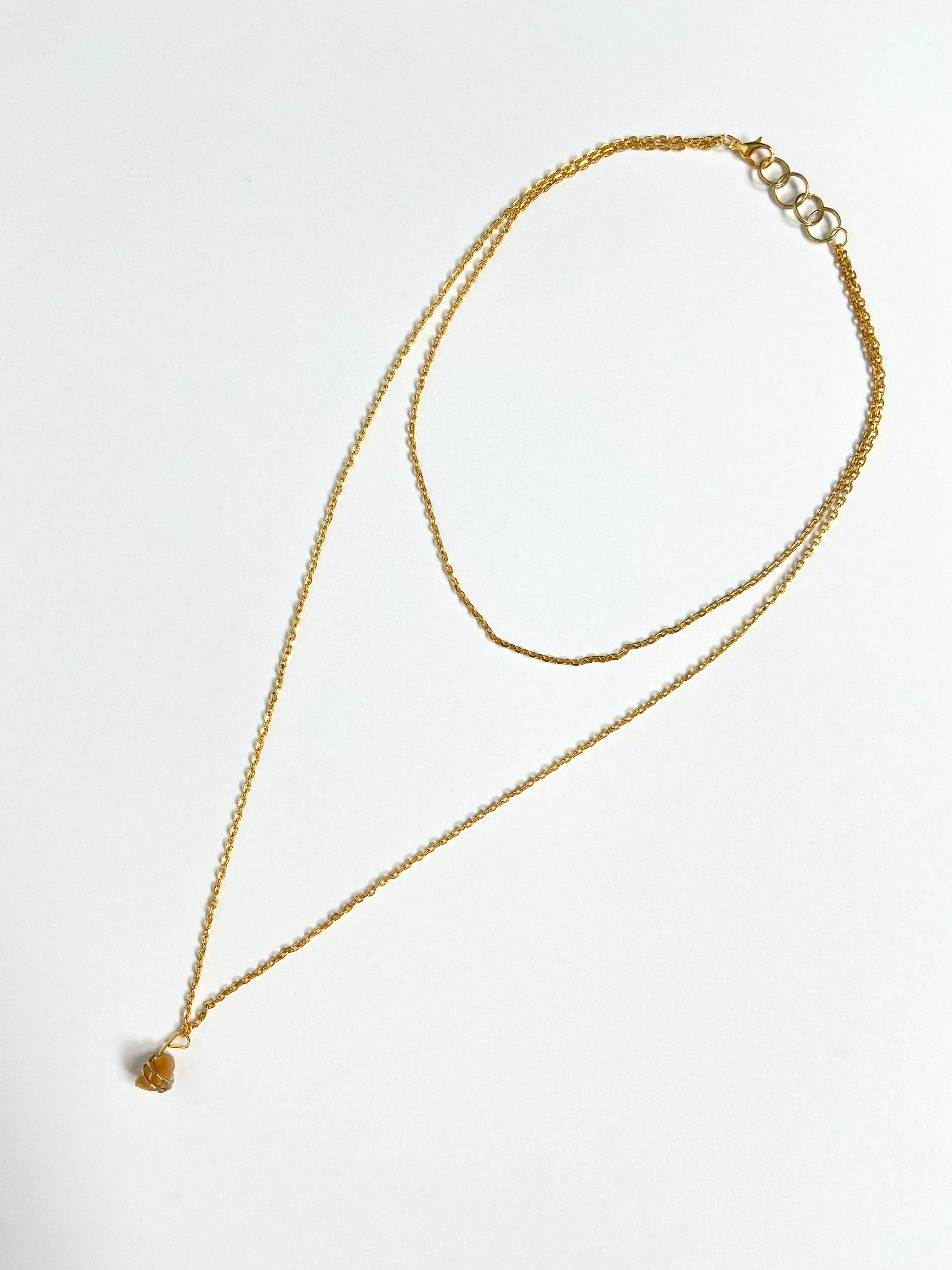 Long Double Chain Stone (Necklace)