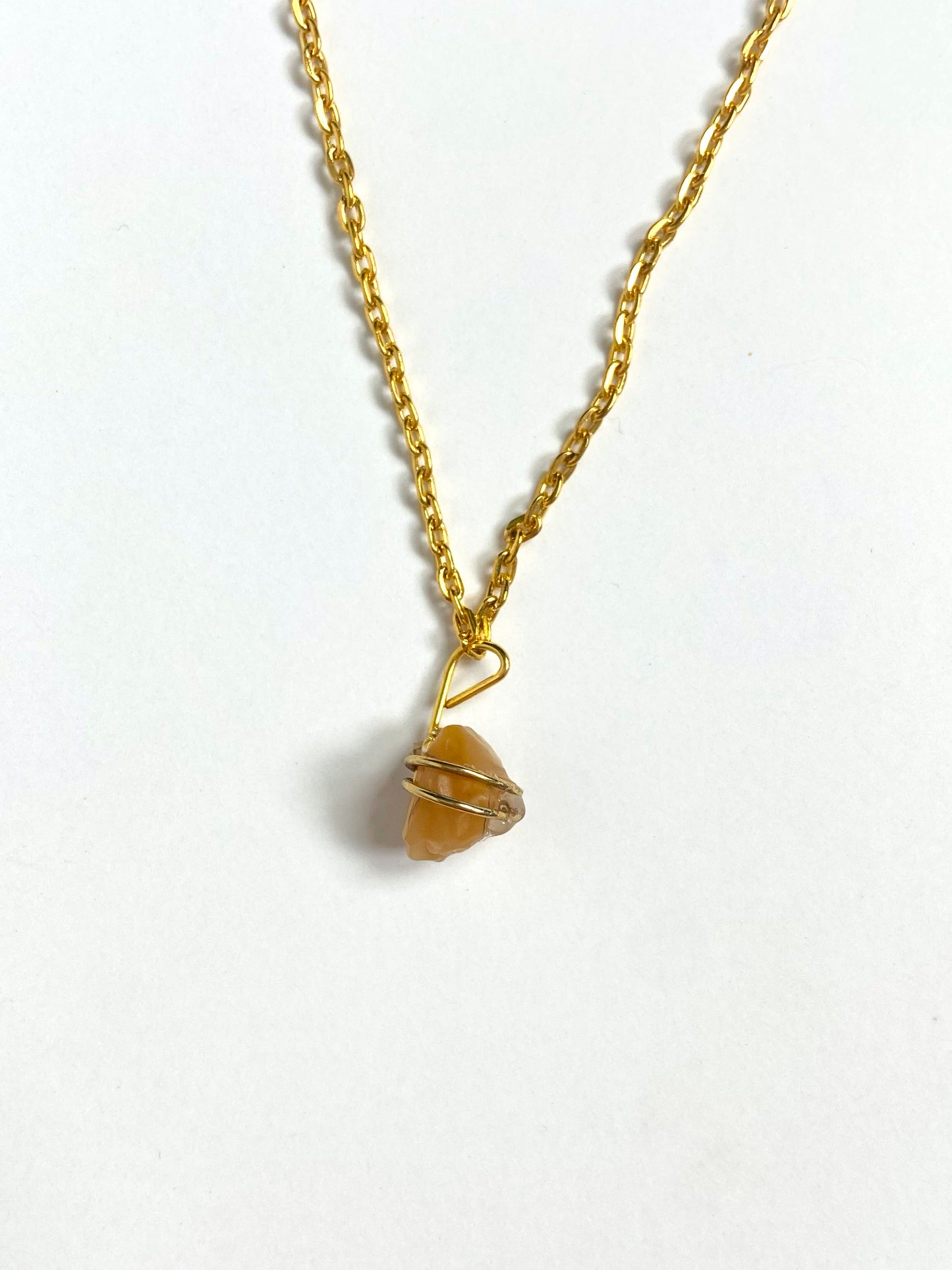 Long Double Chain Stone Necklace