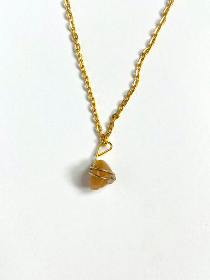 Long Double Chain Stone Necklace