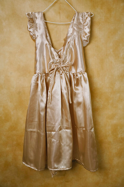 Gold Satin Holiday Dress (XS)