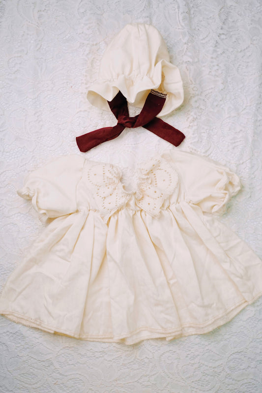Lace Collar Baby Dress with Bonnet