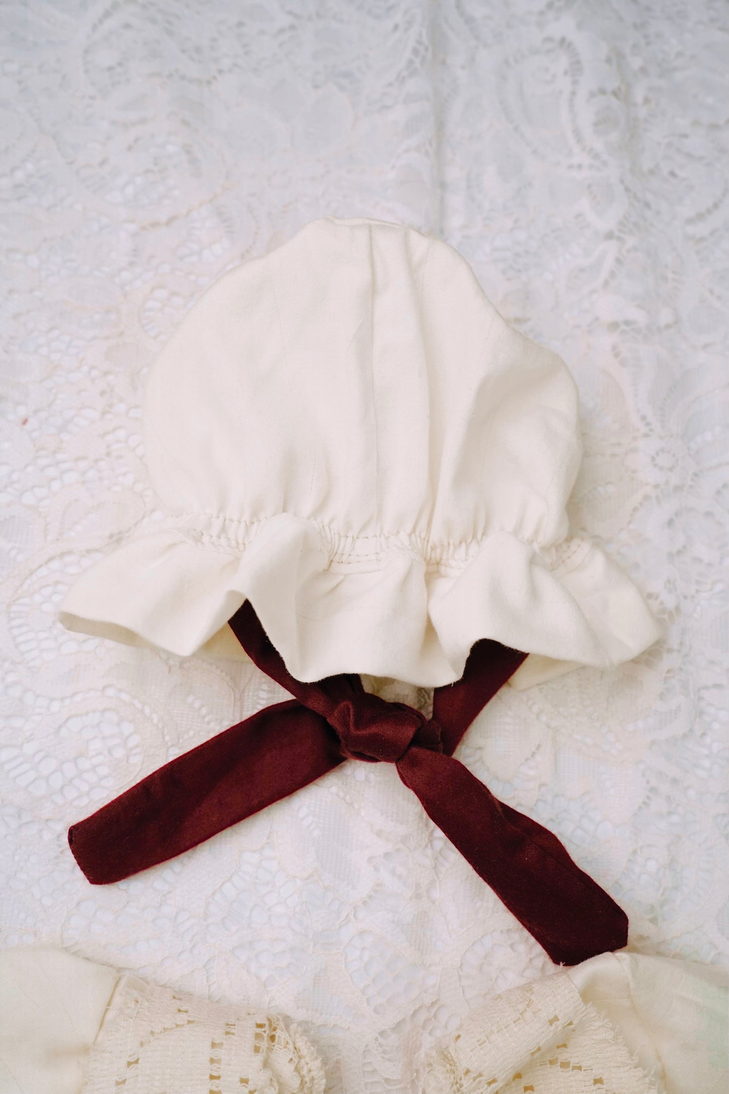 Lace Collar Baby Dress with Bonnet