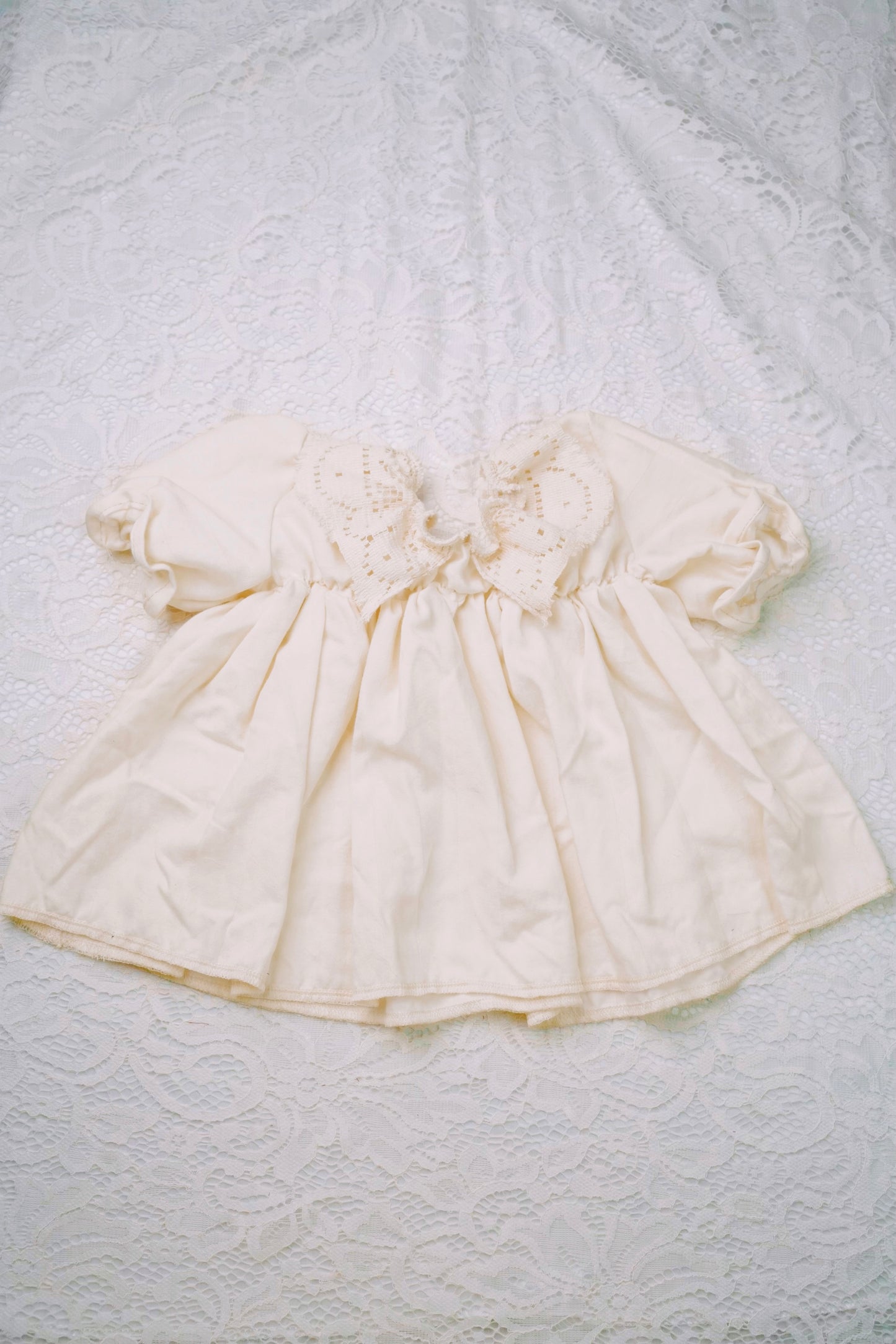 Lace Collar Baby Dress with Bonnet